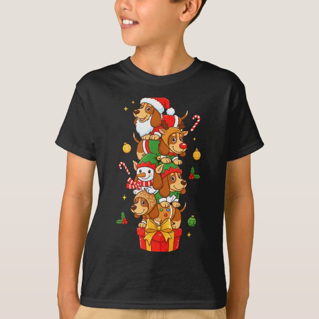 Bet Hound Santa Elf Snowman Christmas Womens Mens  T-Shirt (Front)