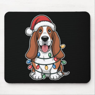 Bet Hound Wrapped In Christmas Lights Mouse Mat