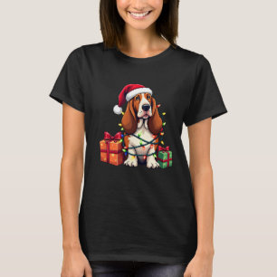 Bet Hound Wrapped In Christmas Lights With Santa H T-Shirt