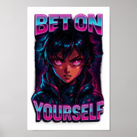 Bet on Yourself Cyberpunk Anime PNG – Transparent