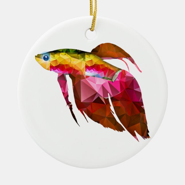 Beta Fish for Polygon Mosaic Pink Ceramic Tree Decoration (Front)