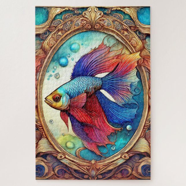 Beta Fish in Watercolor Jigsaw Puzzle (Vertical)