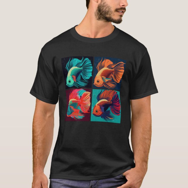Beta Fish Pop Illustration Colorful Animal Women   T-Shirt (Front)