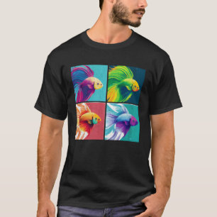Beta Fish Pop Illustration Colourful Animal Women  T-Shirt