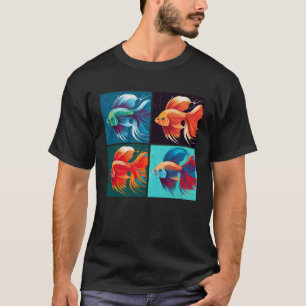 Beta Fish Pop Illustration Colourful Animal Women  T-Shirt
