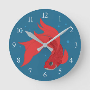 Beta Fish Round Clock