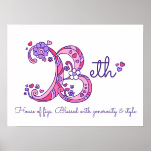 Beth B initial doodle art name meaning Poster