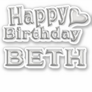 Beth Happy Birthday silver sticker