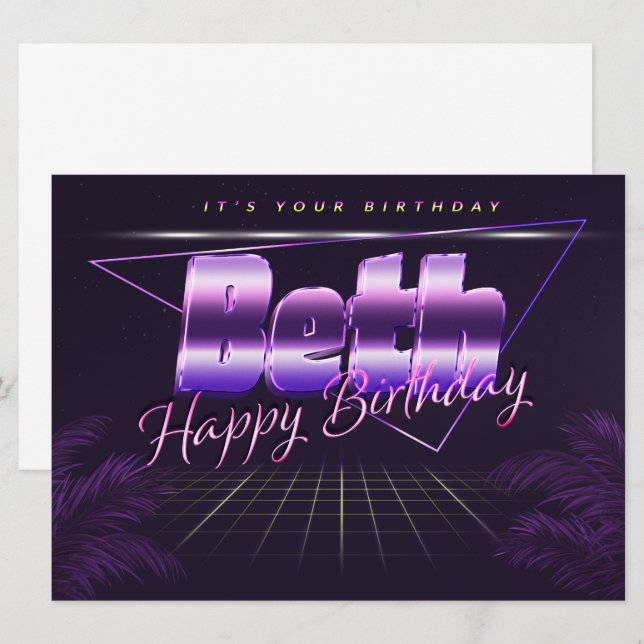 Beth Name First name pura retro card Birthday (Front/Back)