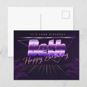 Beth Name Vorname lila Postkarte Geburtstag Postcard
