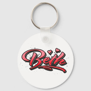 Beth red Heart Graffiti Schlüsselanhänger Key Ring