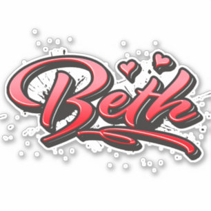 Beth red Heart Graffiti Sticker