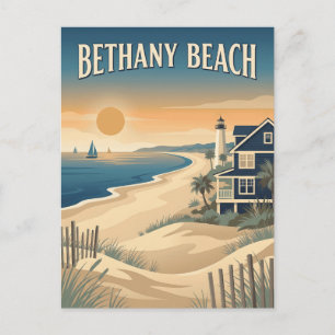 Bethany Beach Delaware Lighthouse Vintage Poster Postcard