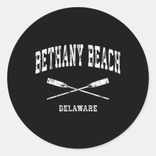 Bethany Beach Delaware Nautical Crossed Oars Classic Round Sticker