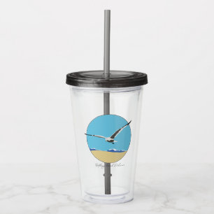 Bethany Beach, Delaware Sea Gull Flying over Beach Acrylic Tumbler