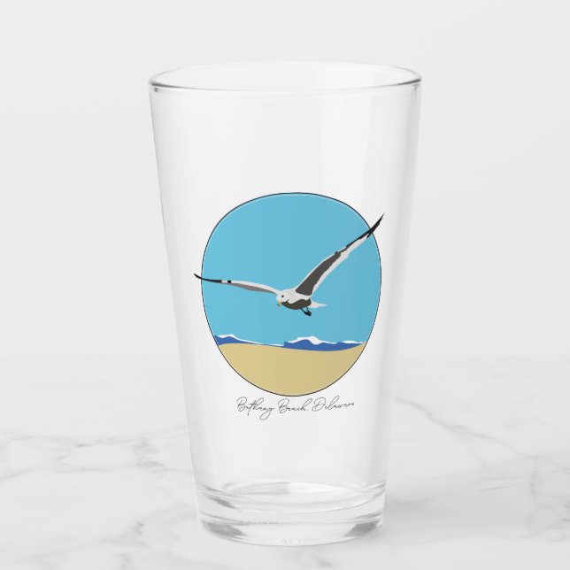 Bethany Beach, Delaware Sea Gull Flying over Beach Glass (Front)