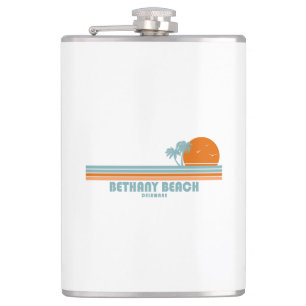 Bethany Beach Delaware Sun Palm Trees Hip Flask