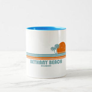 Bethany Beach Delaware Sun Palm Trees Two-Tone Coffee Mug