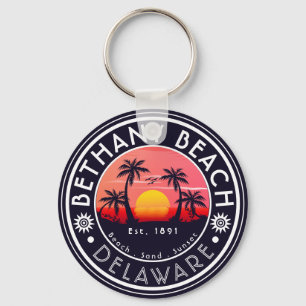 Bethany beach Delaware Sunset Beach Palm Tree 80s Key Ring