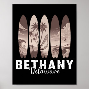 Bethany Beach Delaware Surfboard Men Women Surfing Poster