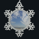 Bethany Beach II Snowflake Pewter Christmas Ornament<br><div class="desc">Some East Coast beaches are full of people and buildings and others are full of nature. Here is a simple beach photo from a quiet beach in Delaware,  Bethany Beach,  during the off-season in April.  This photo is also featured as the widescreen wallpaper "Bethany Beach II" from MLeWallpapers.com.</div>