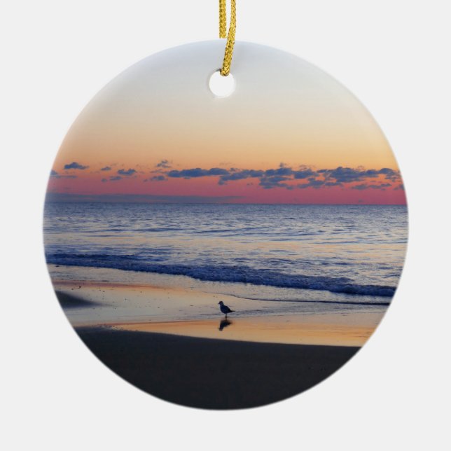 Bethany Beach Sunrise I Ceramic Tree Decoration (Front)