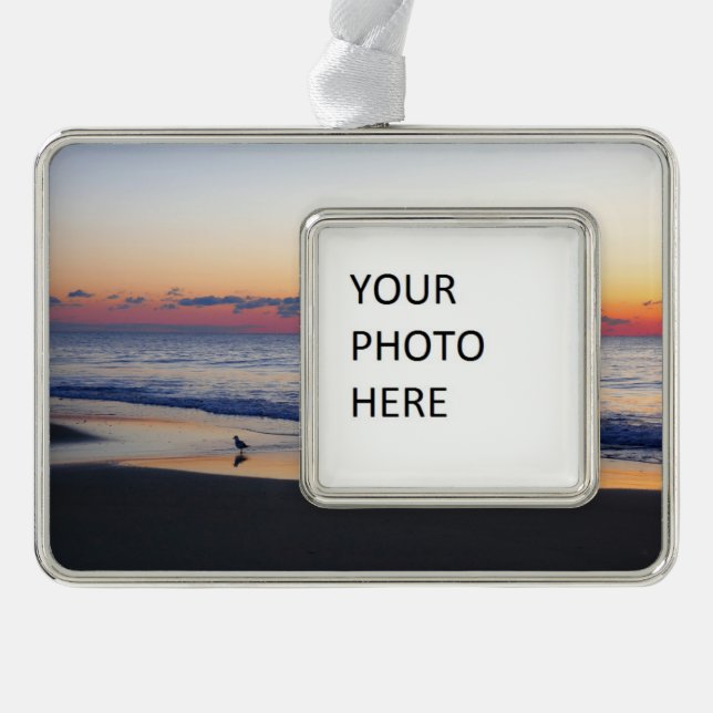 Bethany Beach Sunrise I Silver Plated Framed Ornament (Front)
