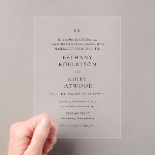 Bethany Traditional Elegant Wedding Acrylic Invitations