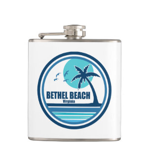 Bethel Beach Virginia Palm Tree Birds Hip Flask