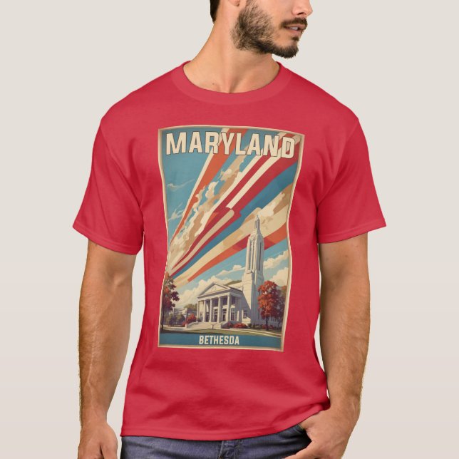 Bethesda Maryland USA Vintage Travel Tourism T-Shirt (Front)