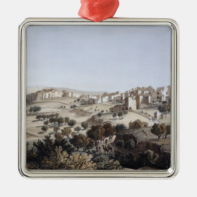Bethlehem, engraved by Terry Metal Tree Decoration (Front)
