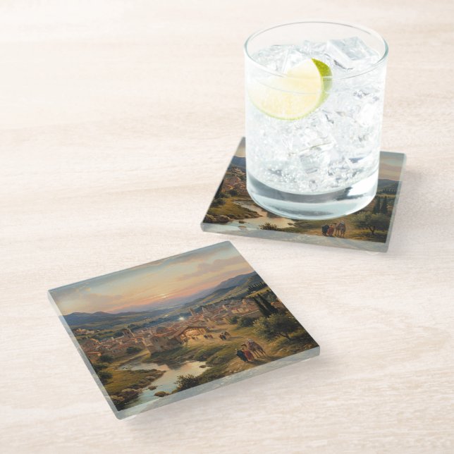 Bethlehem, Nativity Scene, Glass Coaster (Angled)