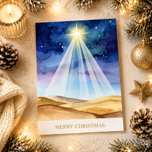 Bethlehem Night Sky Star Merry Christmas Holiday Card