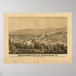 Bethlehem Pennsylvania 1877 Antique Panoramic Map Poster