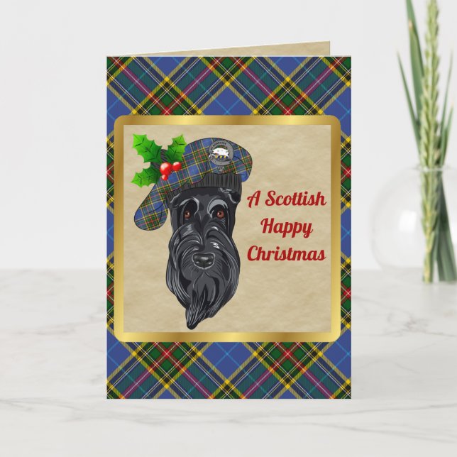 Bethune Badge & Tartan Personalised Xmas Card (Front)