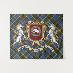Bethune Clan Badge & Unicorns w/Tartan  Tapestry