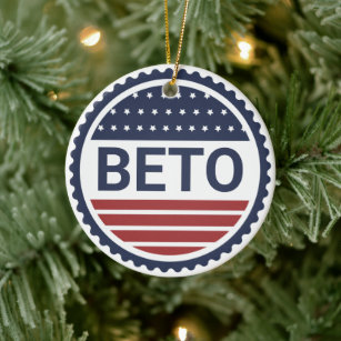 Beto Navy Blue Modern Flag 2022 Election Keepsake Ceramic Tree Decoration