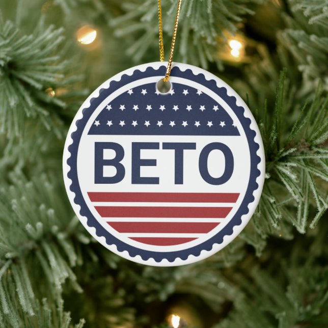 Beto Navy Blue Modern Flag 2022 Election Keepsake Ceramic Tree Decoration (Tree)