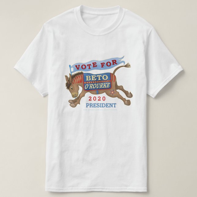 Beto O'Rourke for President 2020 Democrat Donkey T-Shirt (Design Front)