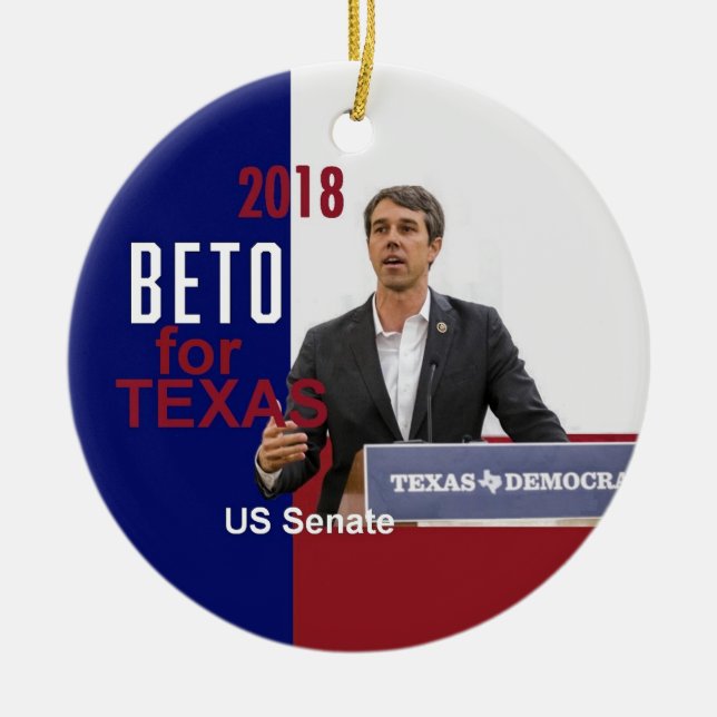BETO O'Rourke Texas 2018 Ceramic Tree Decoration (Front)