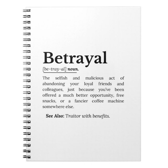 Betrayal Definition Funny Version Notebook (Front)