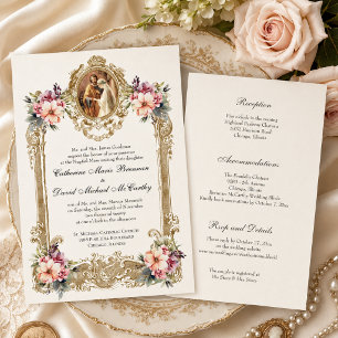 Betrothal Mary Joseph Catholic Wedding Floral Invitation