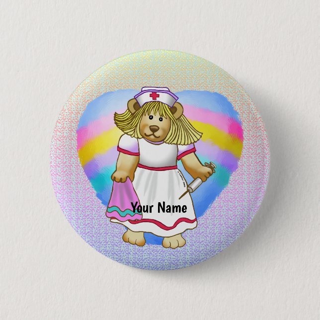 Betsy Bear Nurse  6 Cm Round Badge (Front)