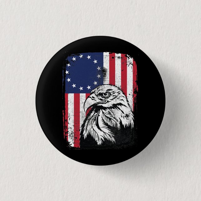 Betsy Ross 13 Star American Flag eagle 3 Cm Round Badge (Front)