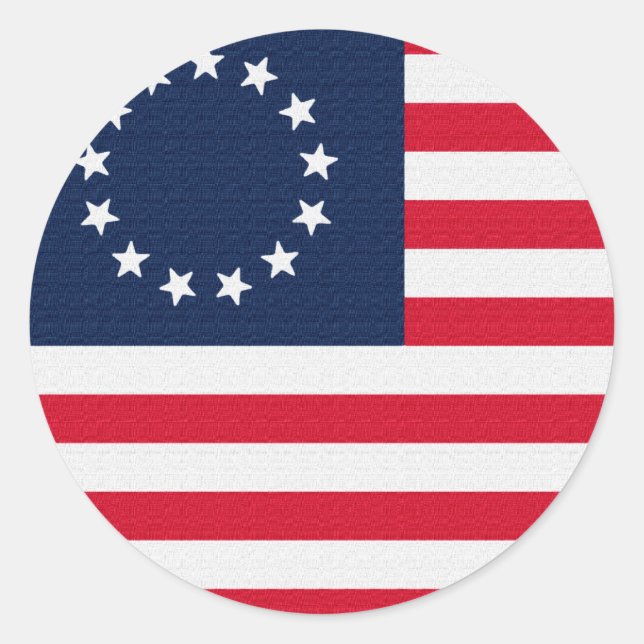 Betsy Ross 13 Stars American Flag Classic Round Sticker (Front)