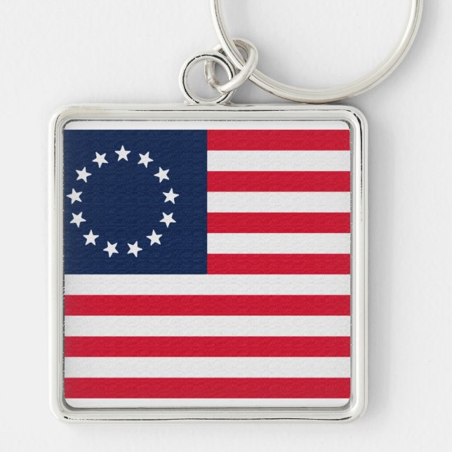 Betsy Ross 13 Stars American Flag Key Ring (Front)