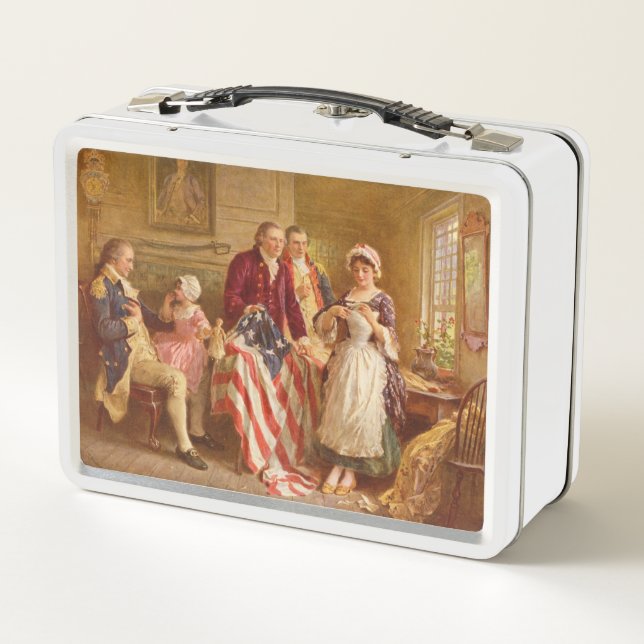 Betsy Ross, 1777 (American History) (USA Patriot) Metal Lunch Box (Back)