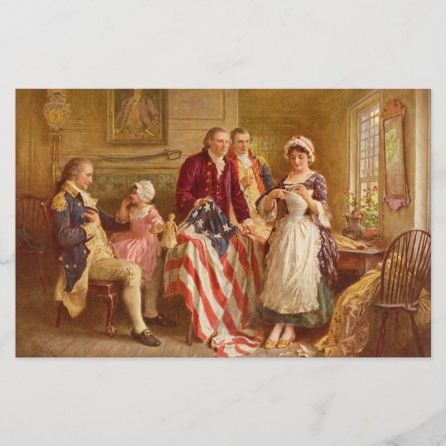 Betsy Ross, 1777 (American History) (USA Patriot) Stationery (Front)