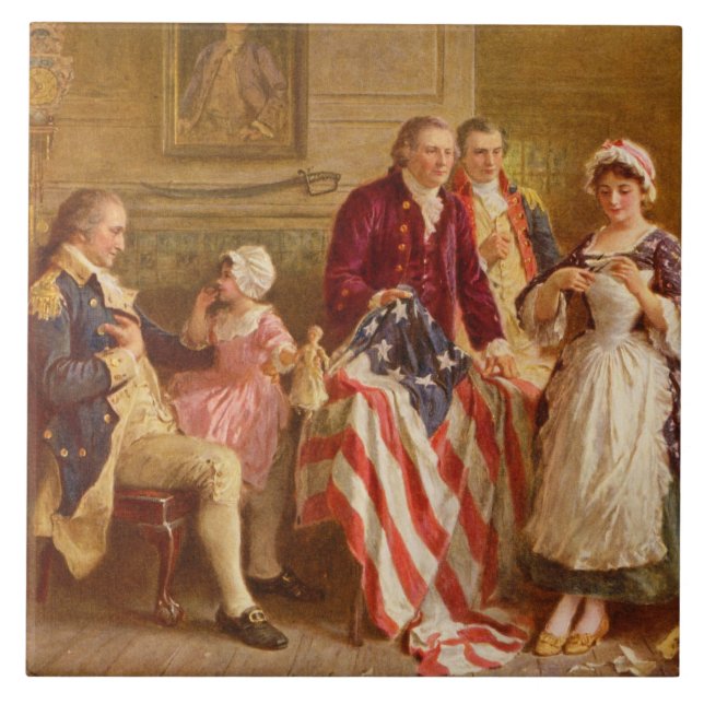 Betsy Ross, 1777 (American History) (USA Patriot) Tile (Front)