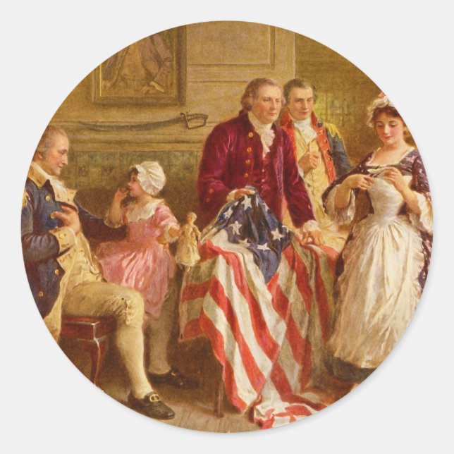 Betsy Ross 1777 by Jean Leon Gerome Ferris Classic Round Sticker (Front)